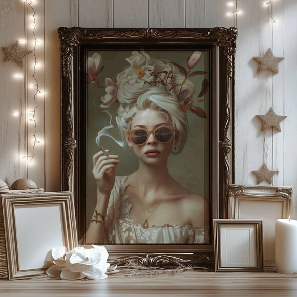 Original Floral Fashion Art Print + Digital Copy, Surreal Avant Garde - Picture 3 of 9